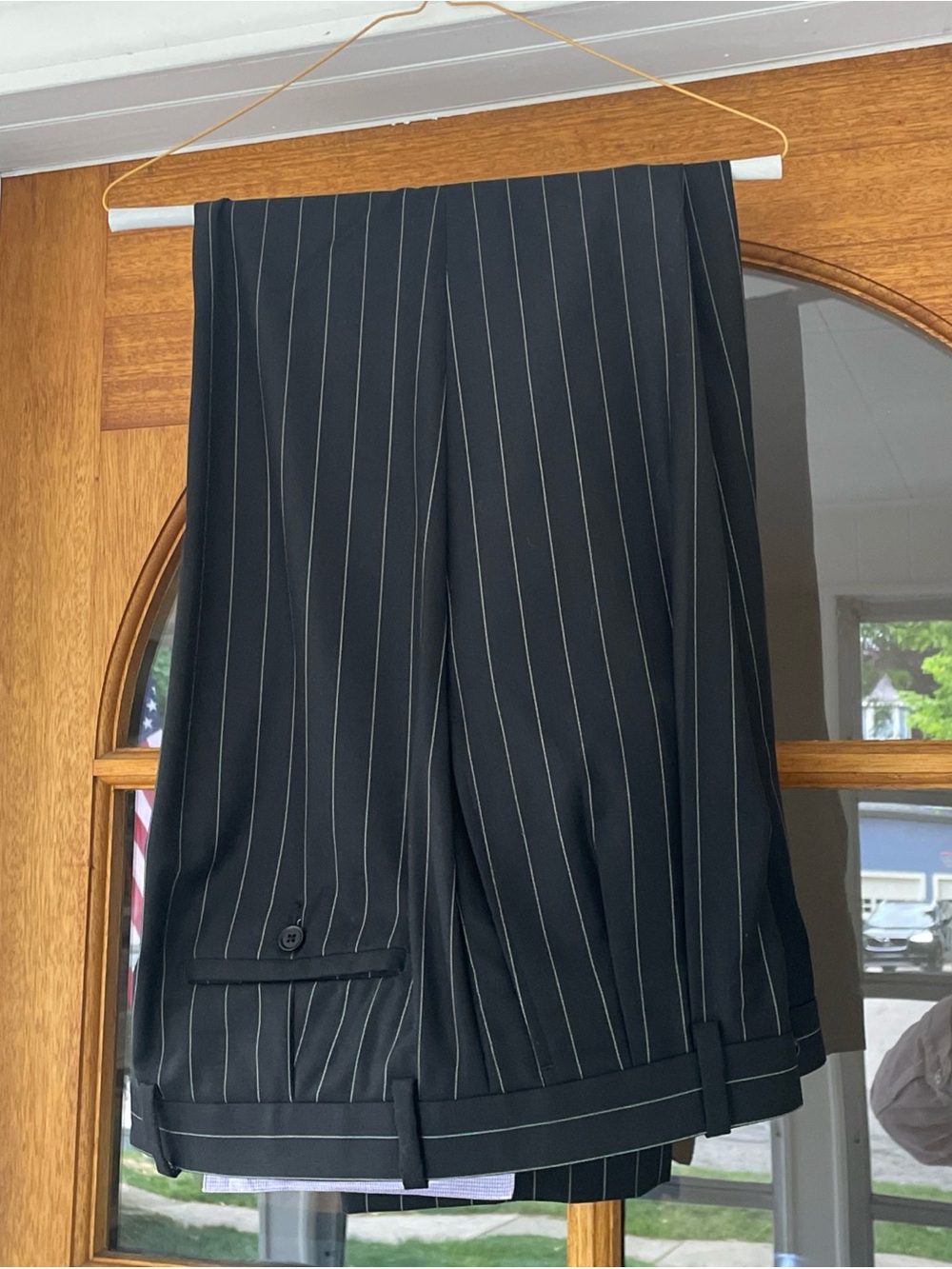 Aristo Eighteen Pleated Black White Aberdeen Chalkstripe Trouser Size 35 x 33